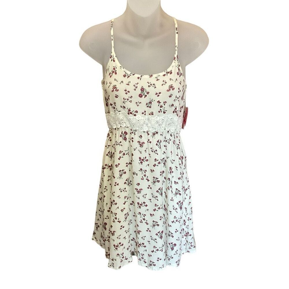 Dream Star A-Line  Knee Length Cream Floral Print Summer Dress Girls Size L